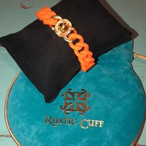 Rustic Cuff Orange and Gold Bracelet